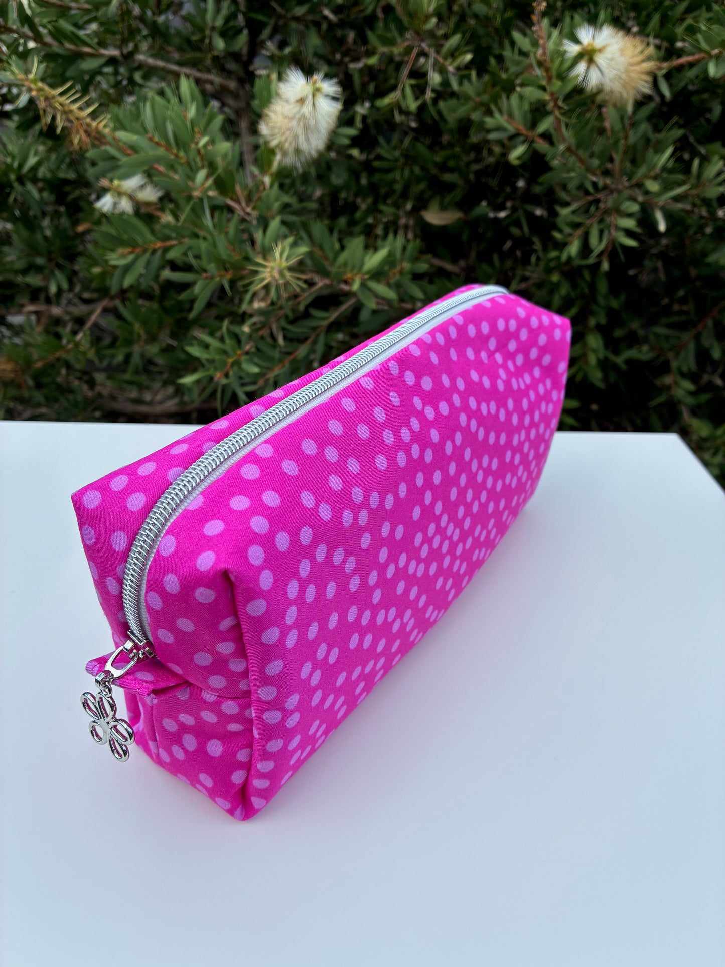 Bilby Pouch - Small Pink Spots cotton lined with Lucy-lu PUL (Wonderland Design Co)