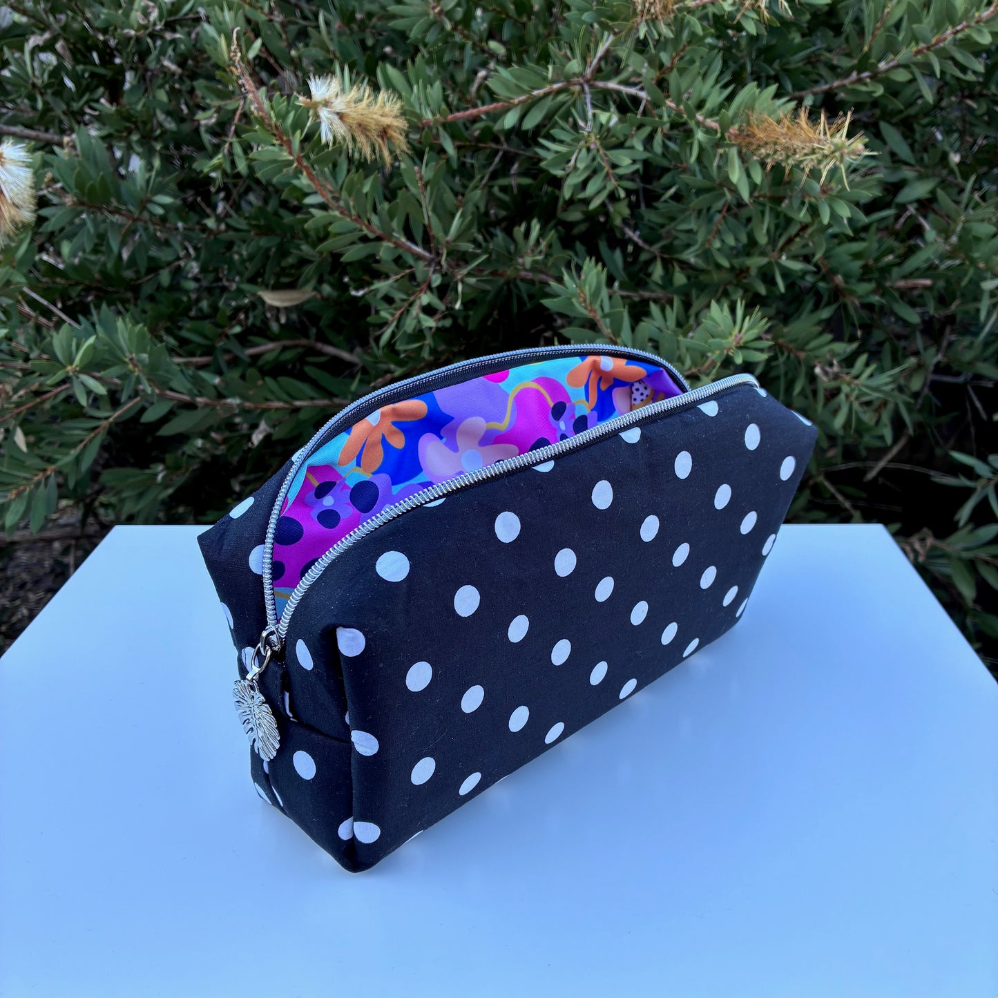 Black and White Spots lined with Wonderbloom (Wonderland Design Co)