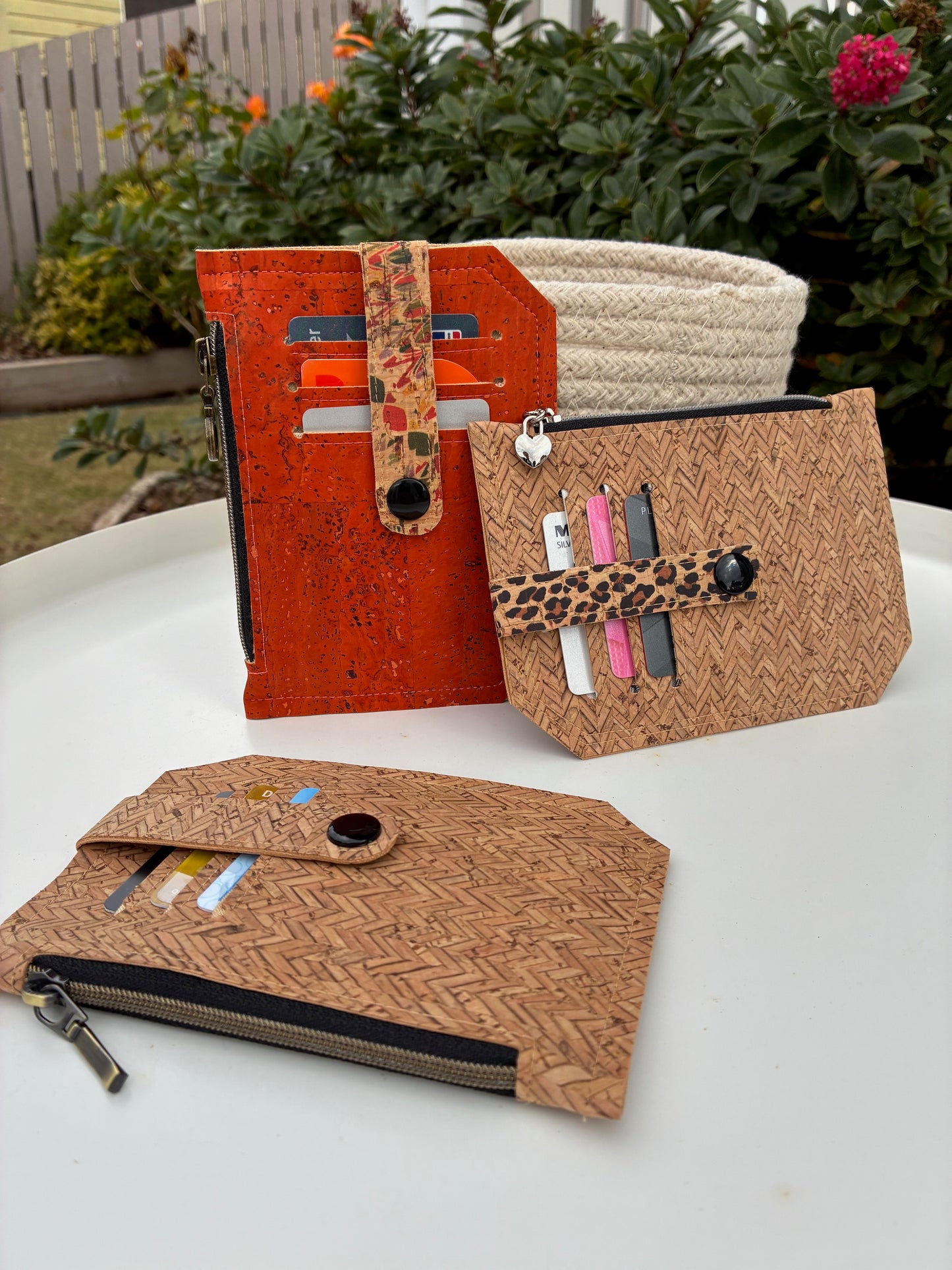 Pocket Pal Wallet - Portuguese Herringbone natural cork with black snap
