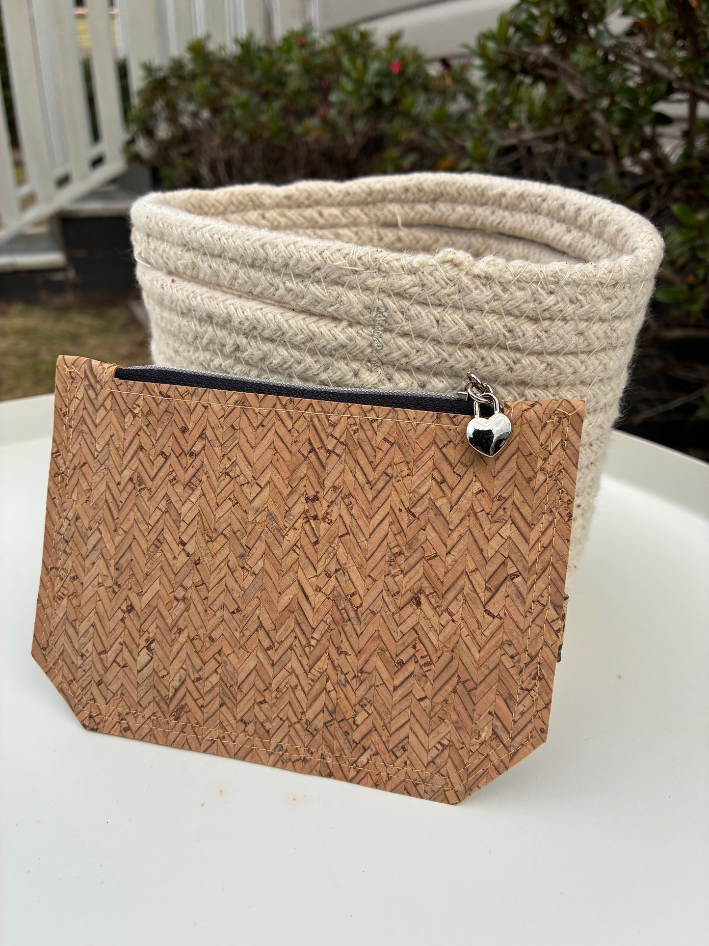 Pocket Pal Wallet - Portuguese Herringbone natural cork with black snap