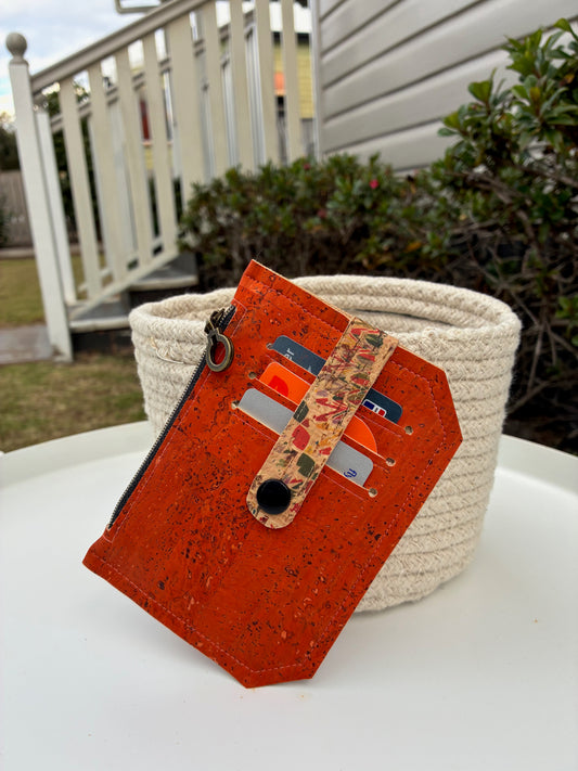 Pocket Pal Wallet - Portuguese Burnt Orange cork with black snap