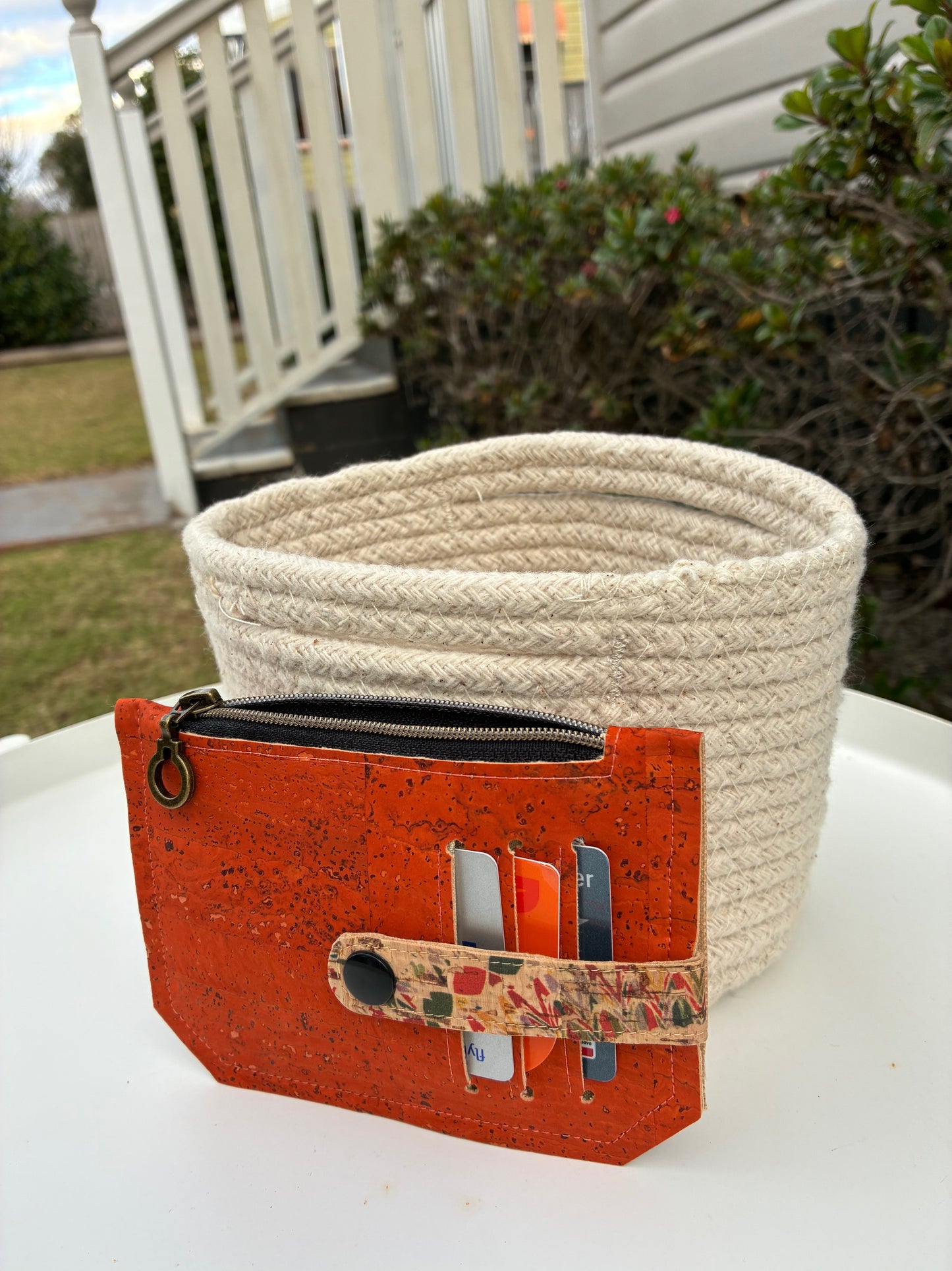 Pocket Pal Wallet - Portuguese Burnt Orange cork with black snap