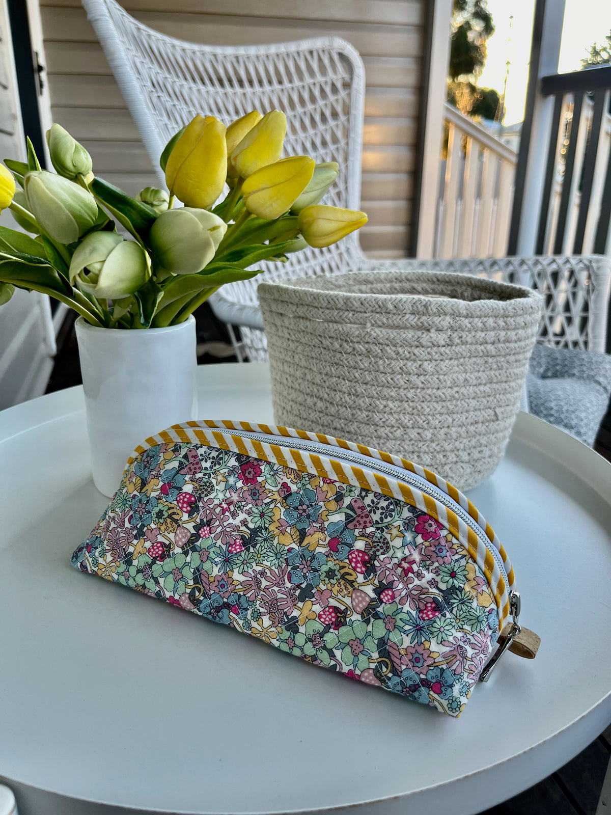 Quilted Trixie Zip Pouch - Flowertop Forest (Liberty of London)