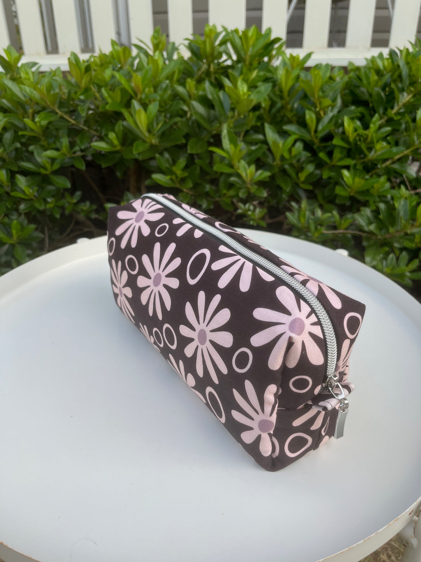 Bilby Pouch - Black Funky Daisies lined with Leaves (Anzela Simcock)