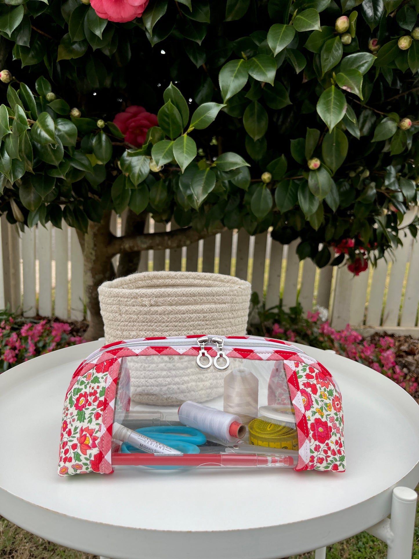 Clearly Trixie pouch - Danjo A Red (Liberty Tana Lawn)