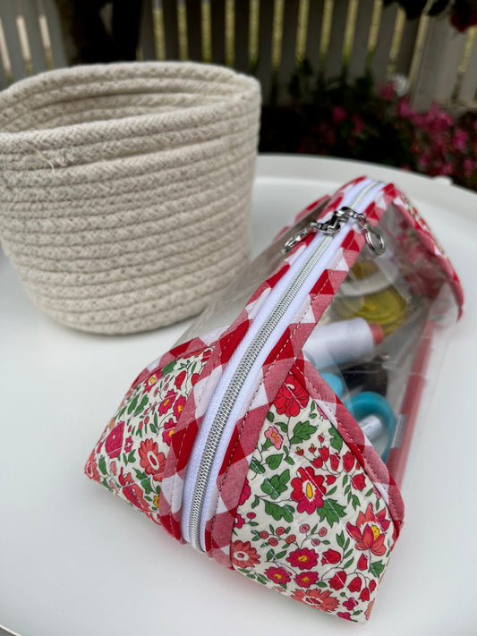 Clearly Trixie pouch - Danjo A Red (Liberty Tana Lawn)