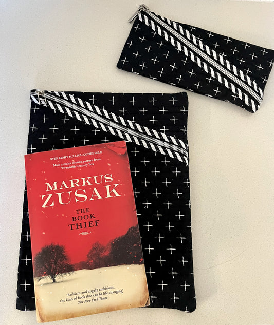 Quilted Hemingway Pouch (White Crosses on Black)