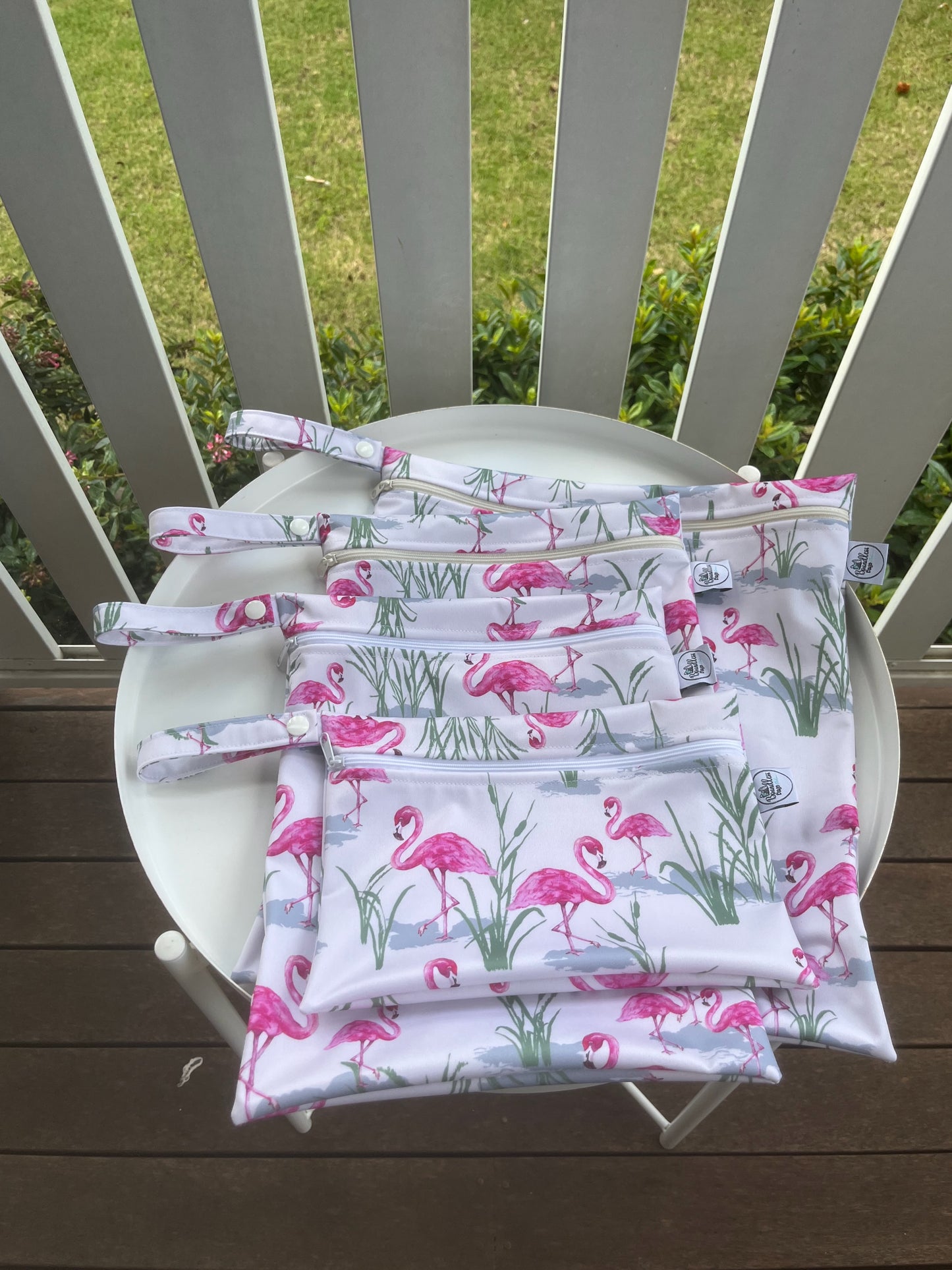 Water-resistant wet bags - Flamingos (Lisa Green Pattern Designs)