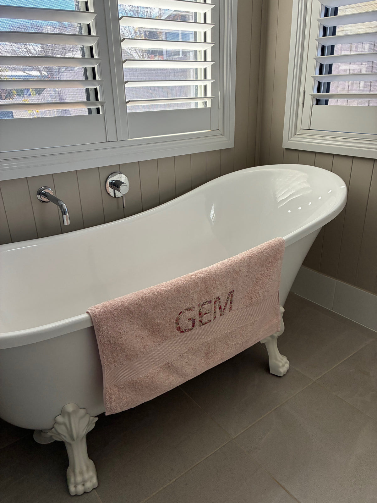Personalised Bath Towels using Yuwa Live Life Collection for Appliqué