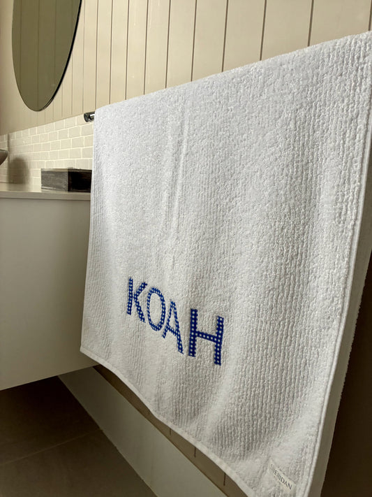 Personalised Bath Towels - Classic Dark Blue & White Gingham Appliqué