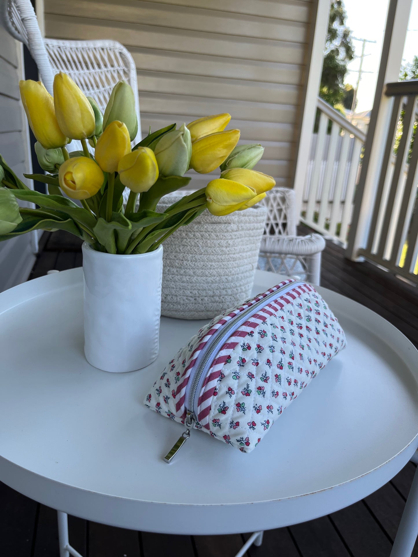 Quilted Trixie Zip Pouch – Small Hearts (Liberty of London)