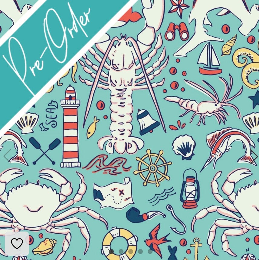PRE-ORDER Water-resistant wet bags - Crustacean - Sea Foam (Sian Downey Designs)