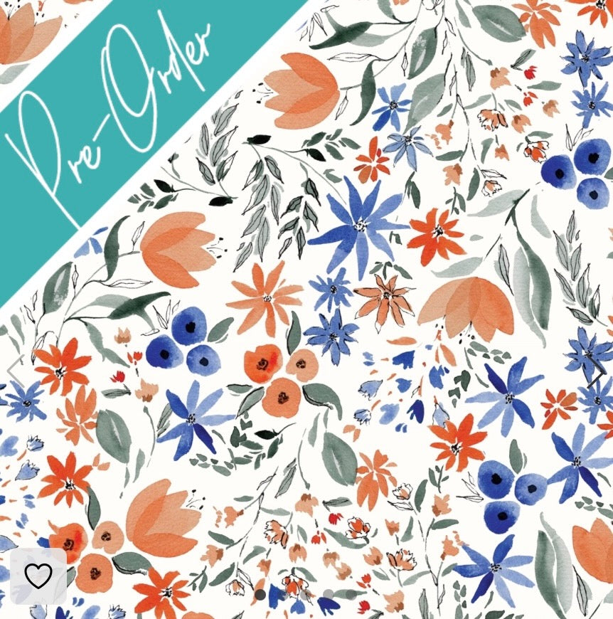 PRE-ORDER Water-resistant wet bags - Denmark Collection - Orange and Blue Watercolour Floral (Eszter's Creations)