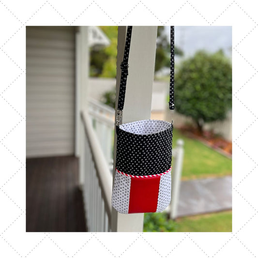 Crossbody Market Mini - Black & White crosses with Red Accent